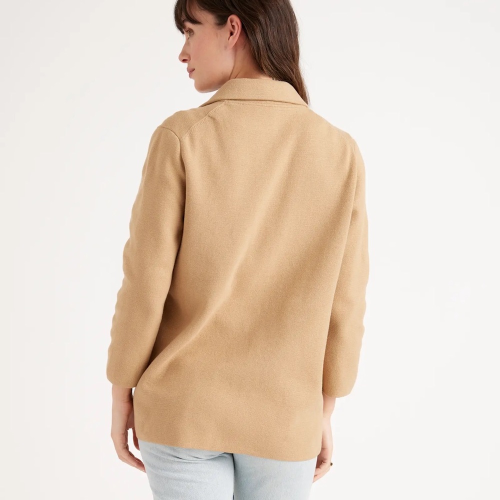 Quince 100% Organic Cotton Knit Blazer, Camel, Tan, Neutral, Capsule Piece, L - Picture 9 of 9